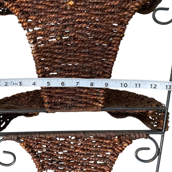 Vintage Hand Crafted Woven Three Tiered Wall Etagere - Picture 9 of 10